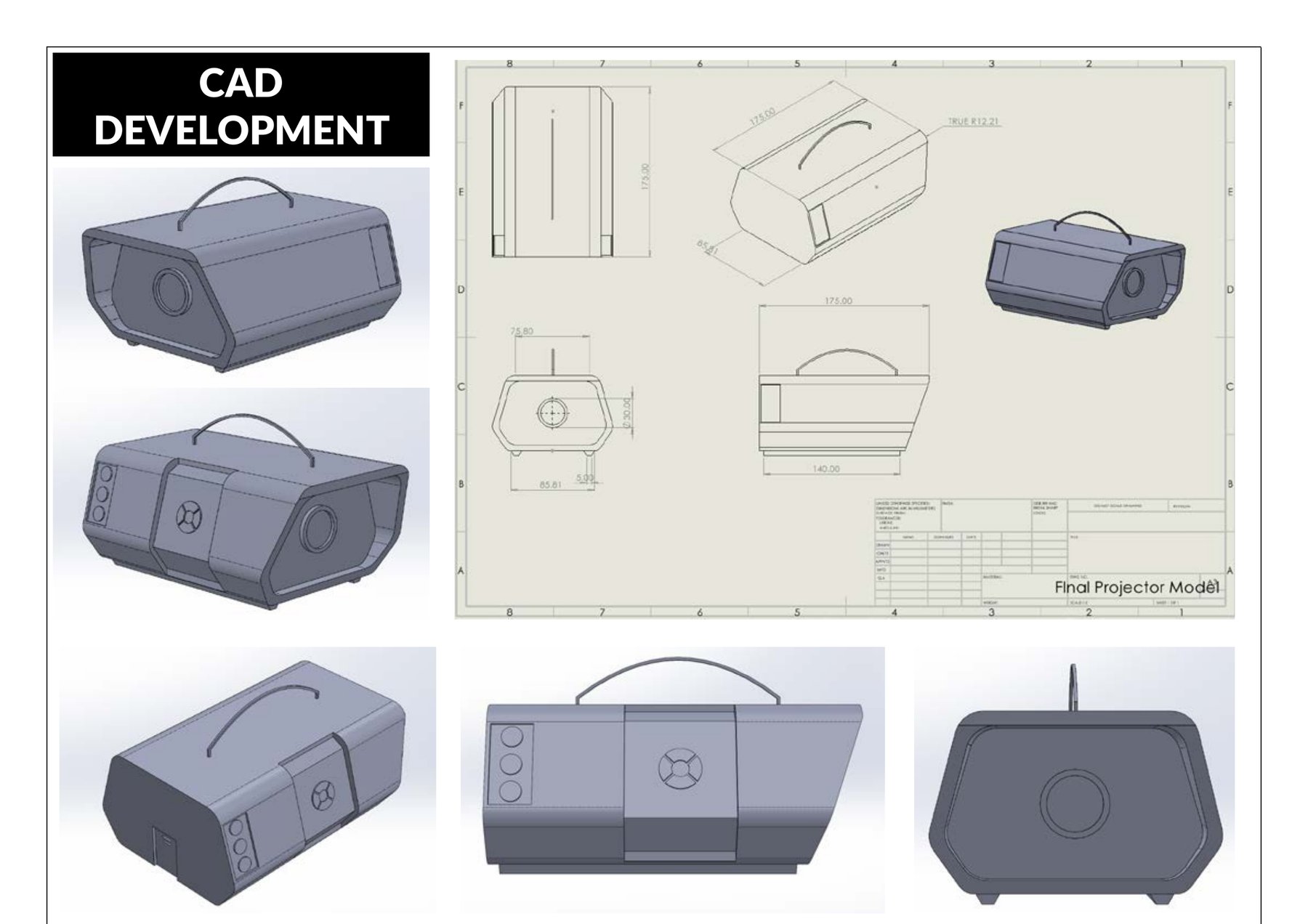 Full page: CAD development and orthographic drawing