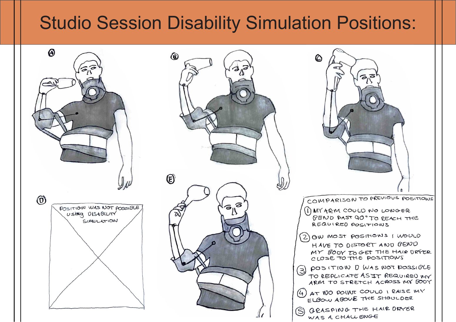 Studio session with disability simulation positions
