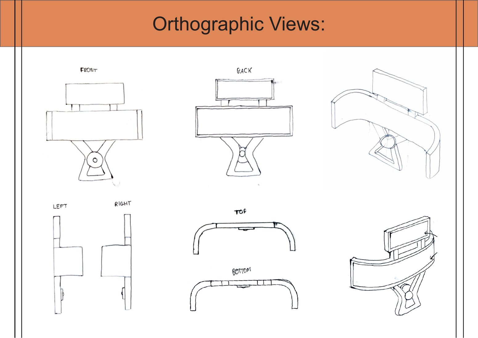 Orthographic views of the hair dryer