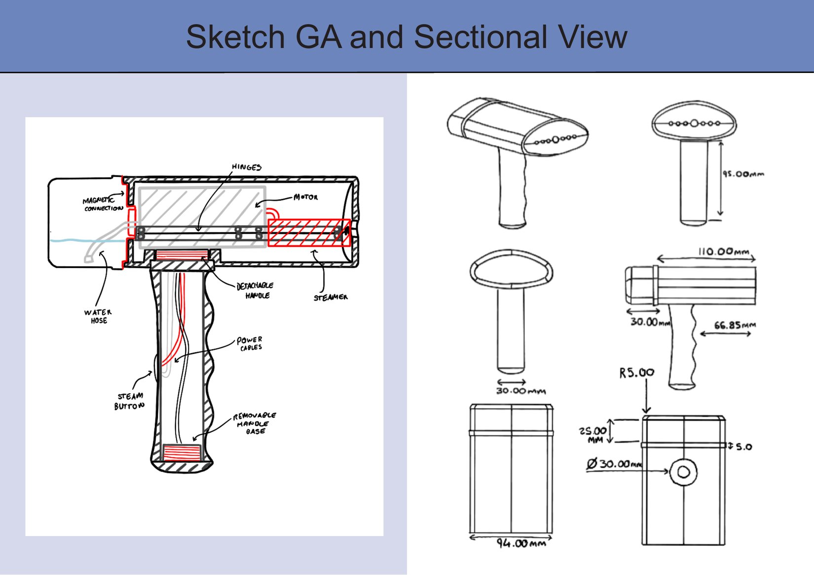 Dimensioned general arrangement drawing with sectional view
