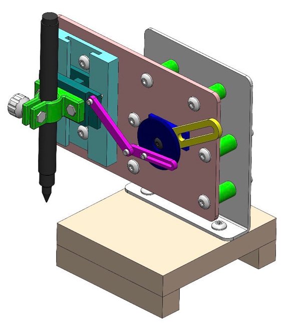 Angled CAD assembly render of the mechanism