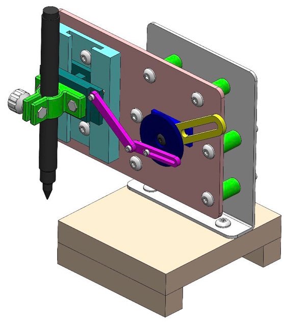 Full CAD assembly render of the mechanism