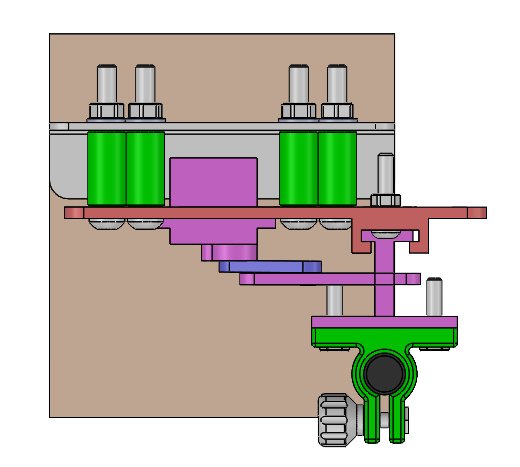 CAD section revealing the internal Scotch yoke layout