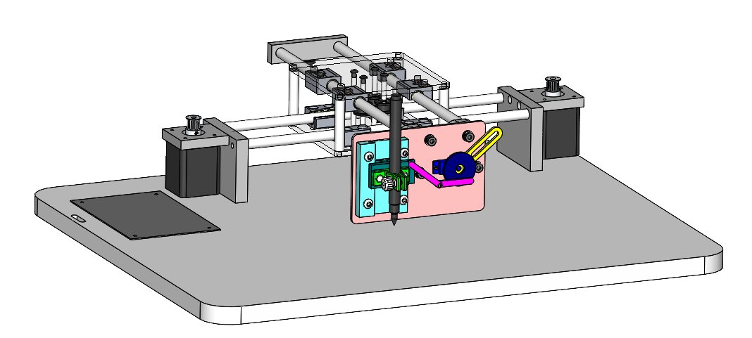 CAD of the mechanism mounted on the drawing machine base
